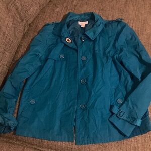 Charter Club Blue Raincoat with Collar and Long Sleeves size M
